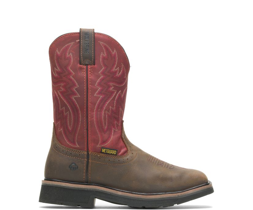 Bottes Wolverine Rancher Met Guard Steel-Toe Wellington Homme - Marron/Rouge (OJL287435)